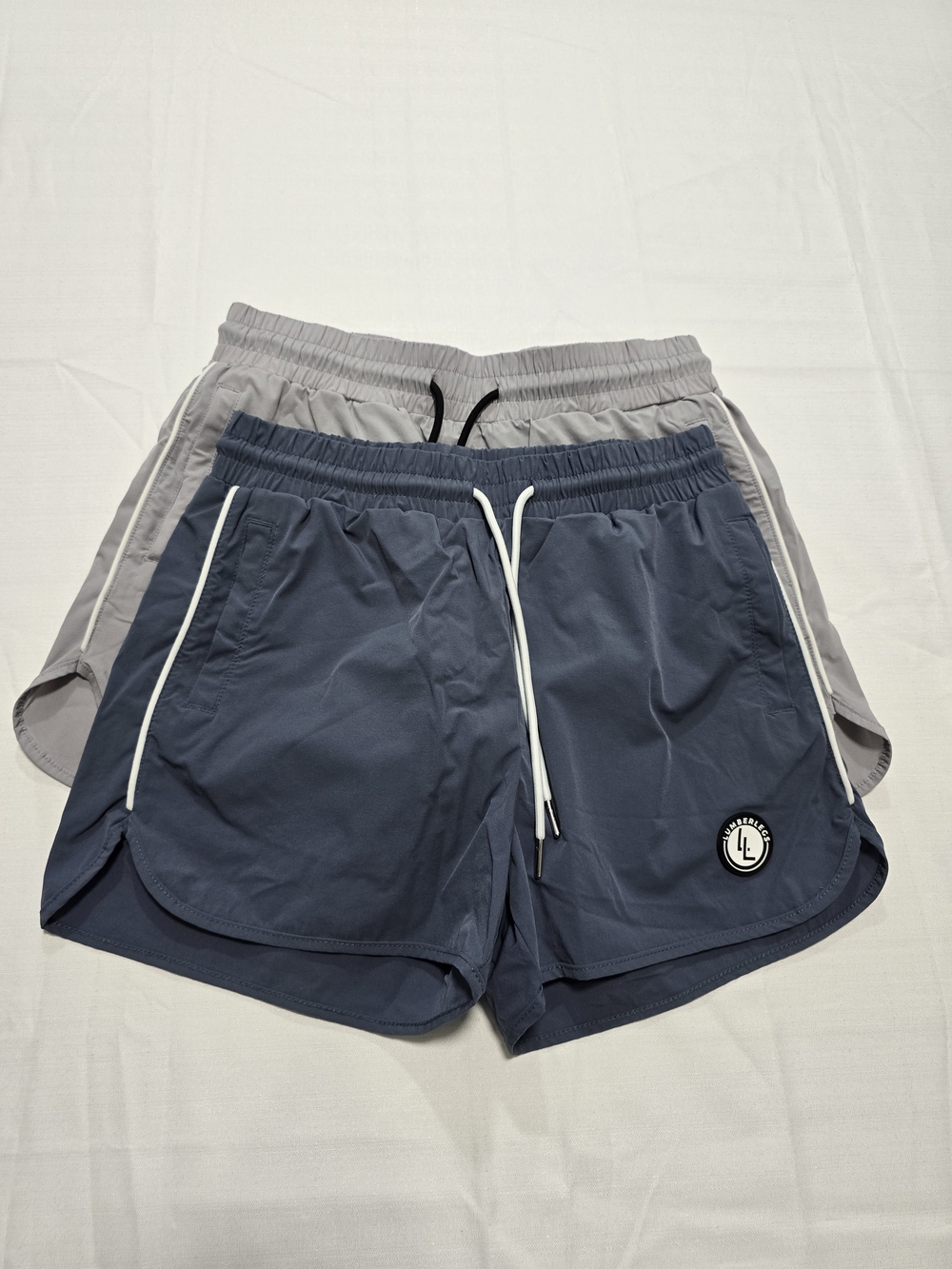 Bundle Of 2 Lumberlegs Men's Athletic Drawstring Shorts - Navy/Gray /Size Small